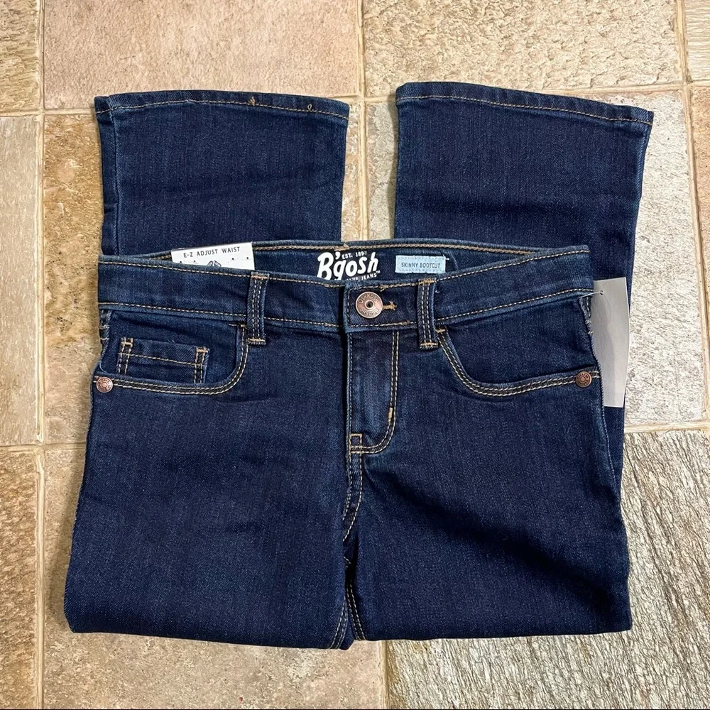 OshKosh Bgosh Skinny Bootcut Dark Denim Adjustable Waist Jeans Girls Size 4P